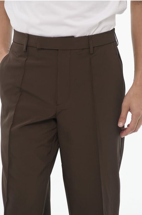 Straight Leg Slim Fit Pintuck Pants in Brown - Image 2