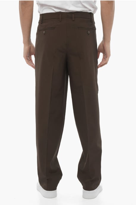 Straight Leg Slim Fit Pintuck Pants in Brown - Image 4