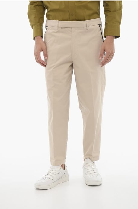Regular Fit Slim Fit Pants with Belt Loops in Beige - Image 1