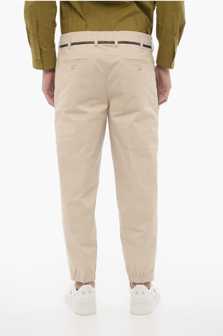 Regular Fit Slim Fit Pants with Belt Loops in Beige - Image 2