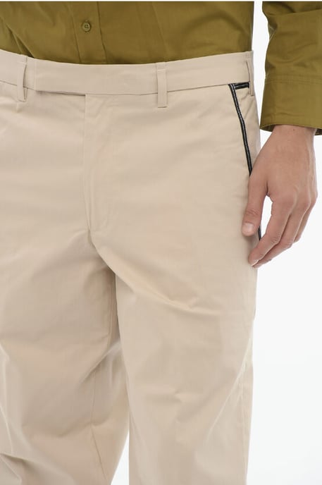 Regular Fit Slim Fit Pants with Belt Loops in Beige - Image 3
