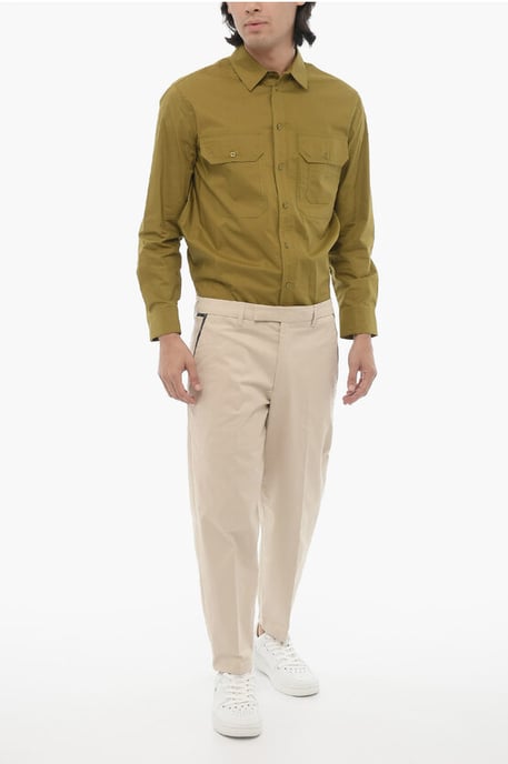 Regular Fit Slim Fit Pants with Belt Loops in Beige - Image 4
