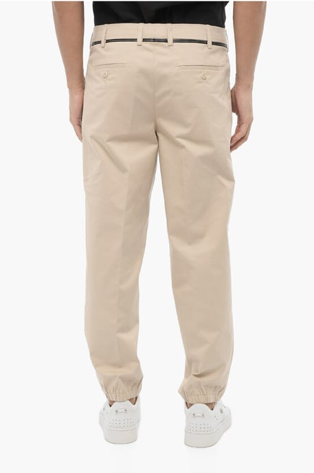 Regular Fit Slim Fit Pants with Belt Loops in Beige - Image 2