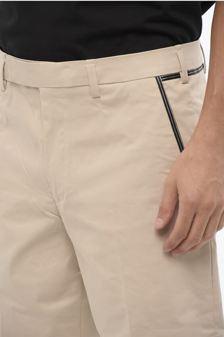 Regular Fit Slim Fit Pants with Belt Loops in Beige - Image 3