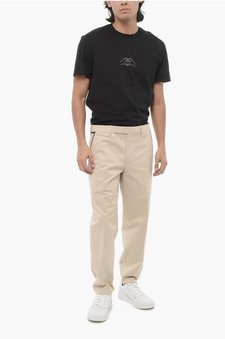 Regular Fit Slim Fit Pants with Belt Loops in Beige - Image 4
