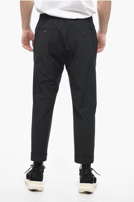 Nylon REM Pants with Elastic Waistband in Black - Image 2