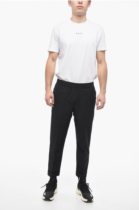 Nylon REM Pants with Elastic Waistband in Black - Image 4