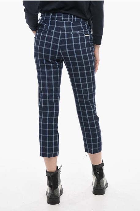 Wool-blended COMFORT Pants with Check Pattern in Blue - Image 2