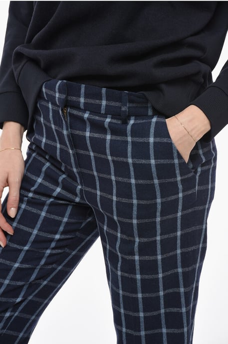 Wool-blended COMFORT Pants with Check Pattern in Blue - Image 3