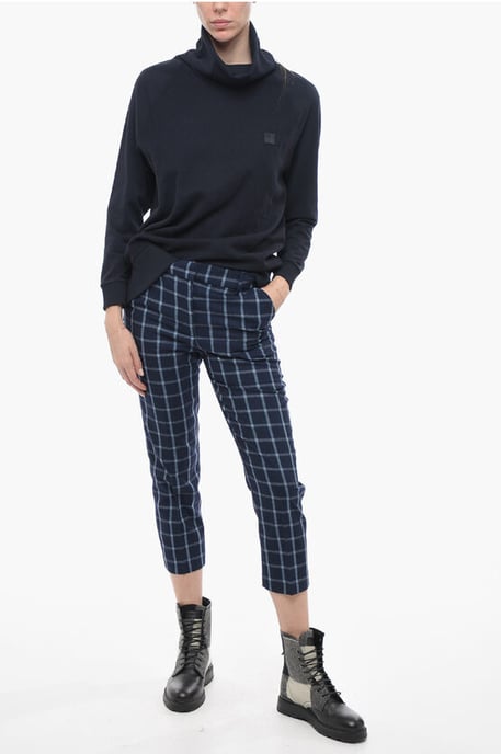 Wool-blended COMFORT Pants with Check Pattern in Blue - Image 4