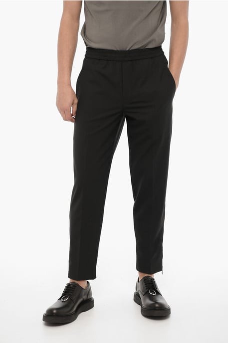 Slim Fit Pants with Ankle Zip in Black - Image 1