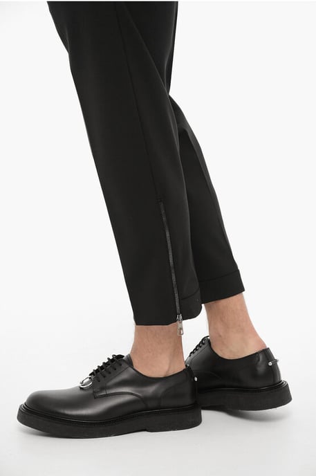 Slim Fit Pants with Ankle Zip in Black - Image 3