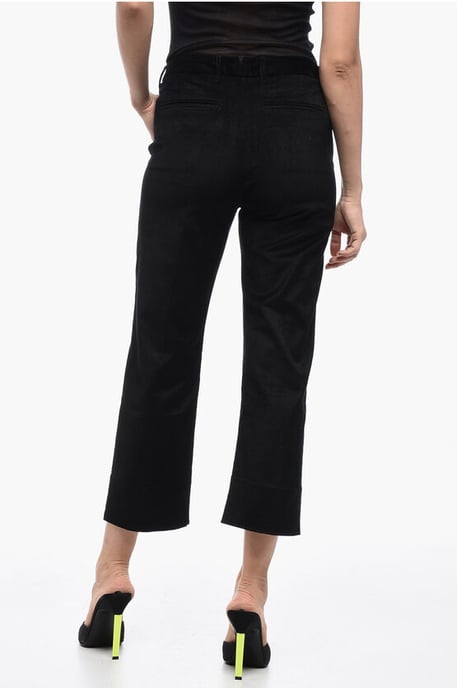 Corduroy cropped broek in zwart - Image 2
