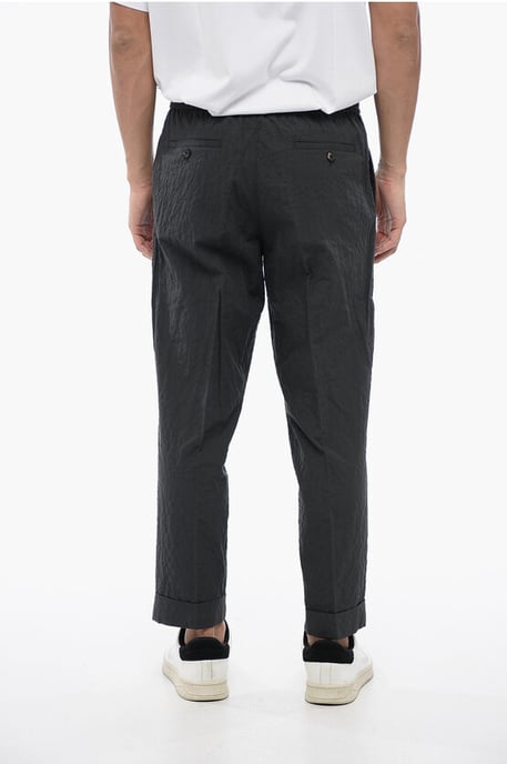 Gerimpelde katoenen REM Slim Fit-broek in grijs - Image 2