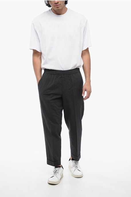 Gerimpelde katoenen REM Slim Fit-broek in grijs - Image 4