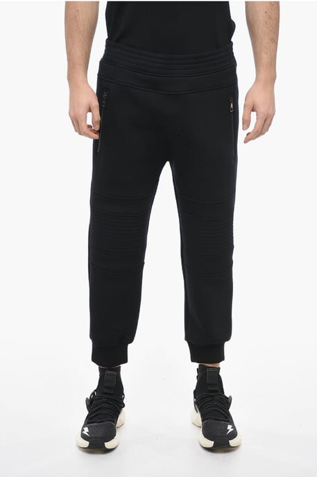 Low-Waist Skinny Fit Neoprene Biker Pants in Black - Image 1