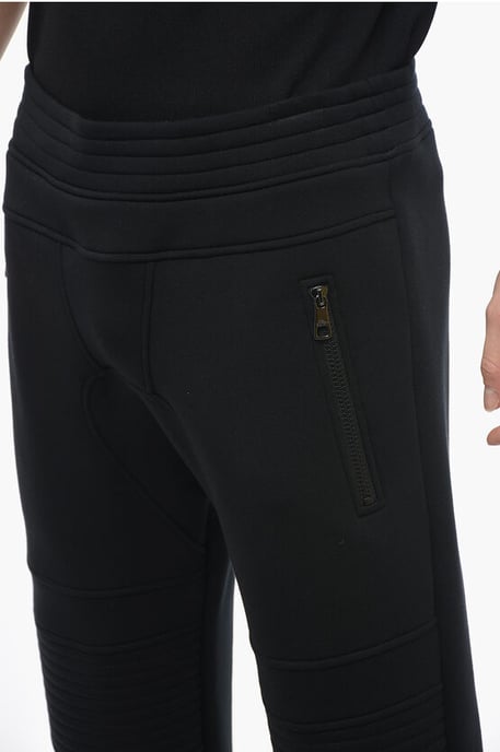 Low-Waist Skinny Fit Neoprene Biker Pants in Black - Image 3
