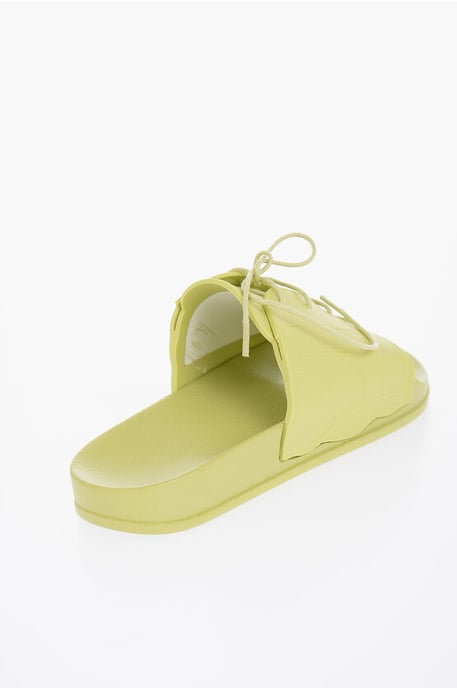 Rubber Slides With Lace-up Detail in Green - Image 2