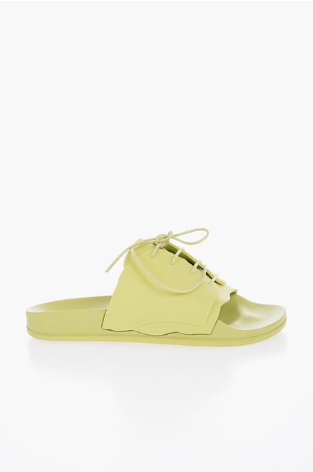 Rubber Slides With Lace-up Detail in Green - Image 3