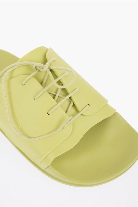 Rubber Slides With Lace-up Detail in Green - Image 4