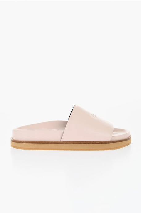 Leather OFF STAMP Slides in Pink - Image 3