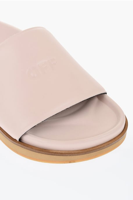 Leather OFF STAMP Slides in Pink - Image 4