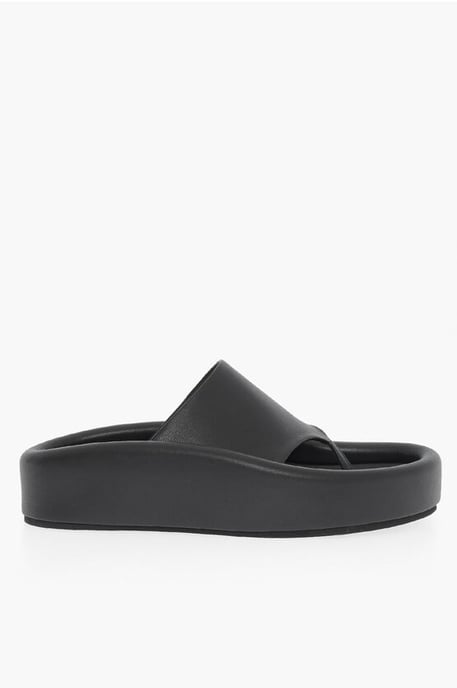 MM6 Faux Leather Thong Sandals in Black - Image 3