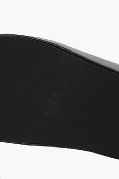MM6 Faux Leather Thong Sandals in Black - Image 4