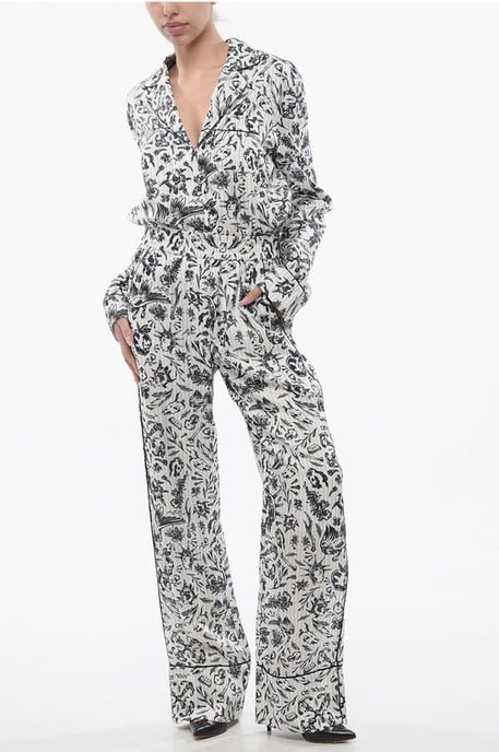 Printed Satin TATTOO PAJAMA Palazzo Pants in Black & White - Image 4