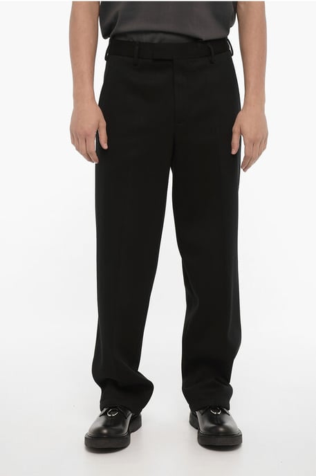 Loose Fit Neoprene Pants with Belt Loops in Black - Image 1