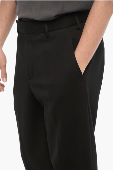 Loose Fit Neoprene Pants with Belt Loops in Black - Image 3