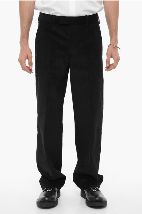 Loose Fit Corduroy Pants in Black - Image 1