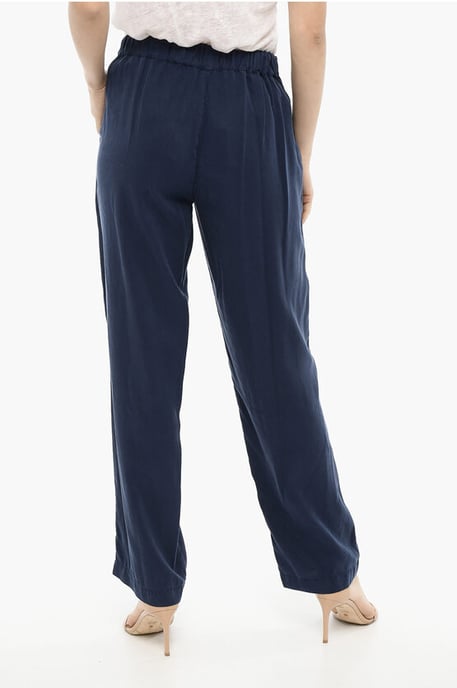 Single Pleat Flared Pants in Blue - Image 2