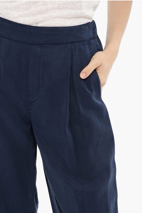 Single Pleat Flared Pants in Blue - Image 3