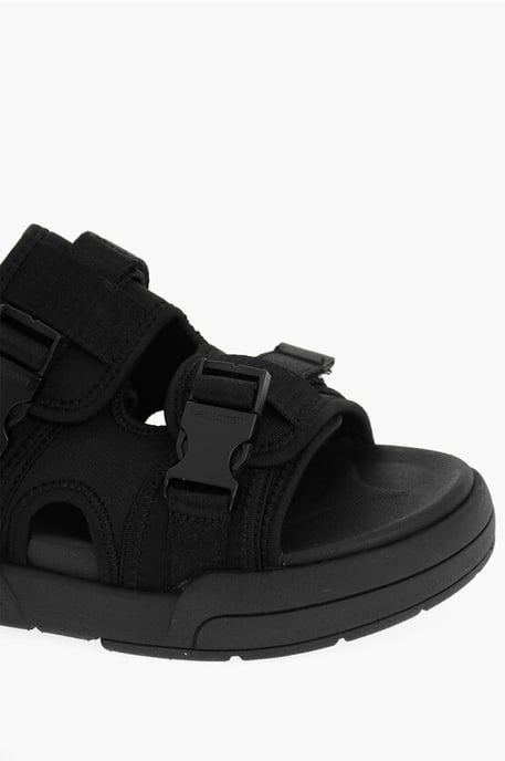 LI-NING Solid Color Double-Buckle Sandals with Socks in Black - Image 4