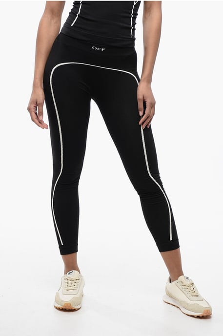 Sömlösa leggings i stretchig nylon i svart - Image 1