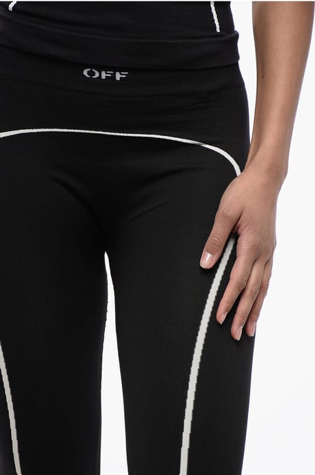 Sömlösa leggings i stretchig nylon i svart - Image 3