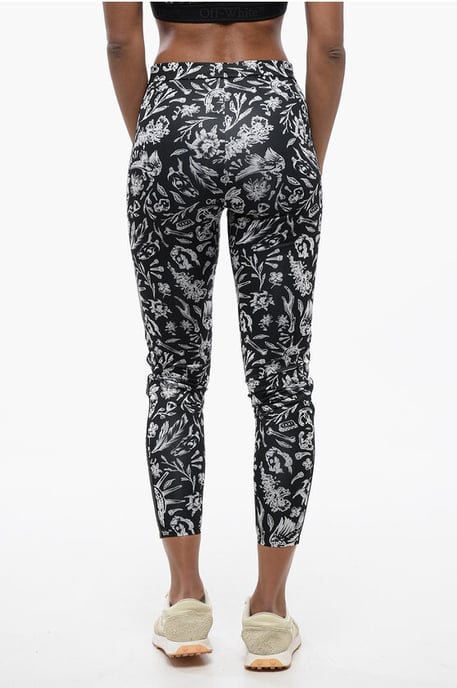 Old Shool Motif Leggins with Logoed Band in Black & White - Image 2