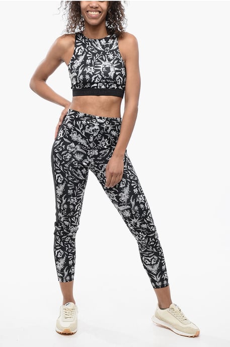 Old Shool Motif Leggins with Logoed Band in Black & White - Image 4