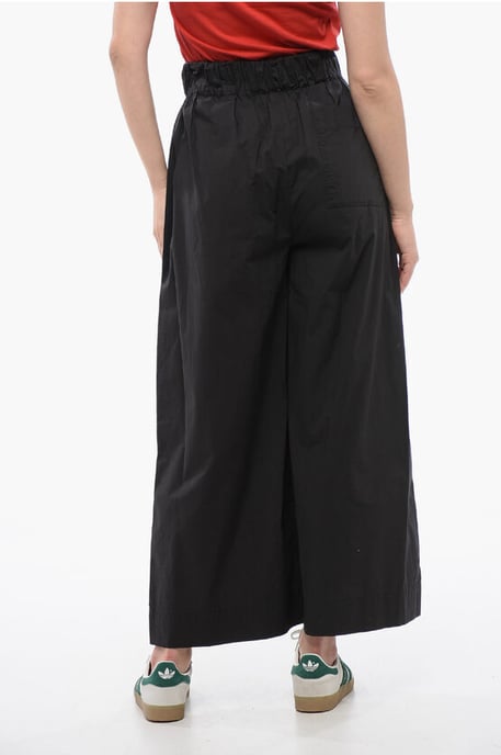 Popeline katoenen cropped fit broek in zwart - Image 2