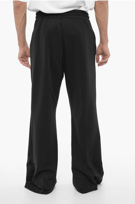 Wide Leg Track Pants with Drawstring Waist in Black - Image 2