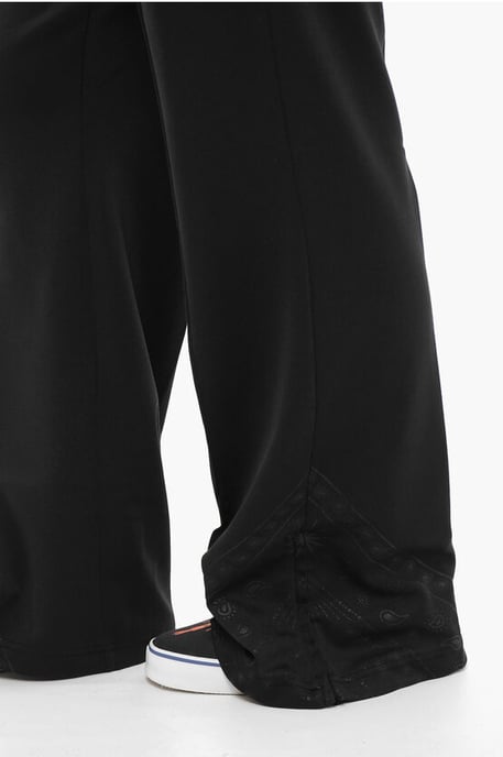 Wide Leg Track Pants with Drawstring Waist in Black - Image 4