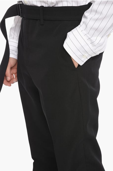 SEASONAL Belted BUCKLE DRY Wool Pants in Black - Image 3