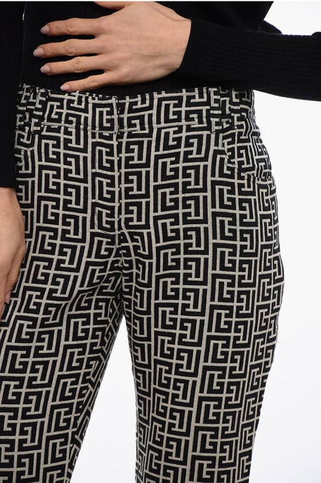 Wool Low-rise Flared Pants in Black & White - Image 2