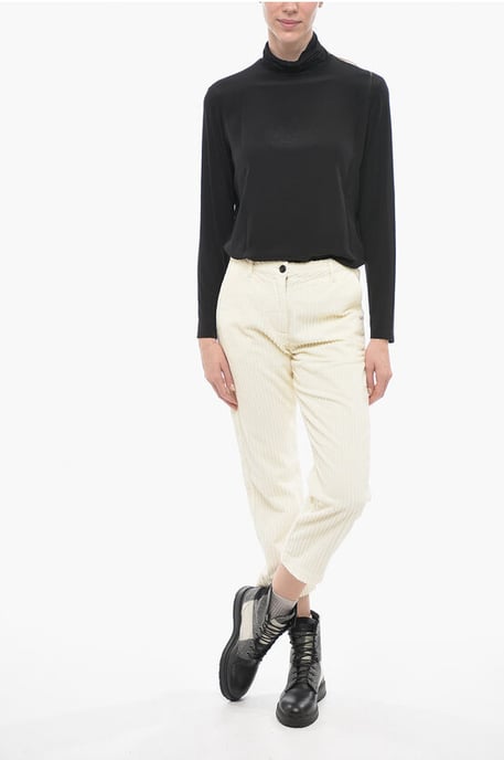 Corduroy Wide Leg Pants in White - Image 4