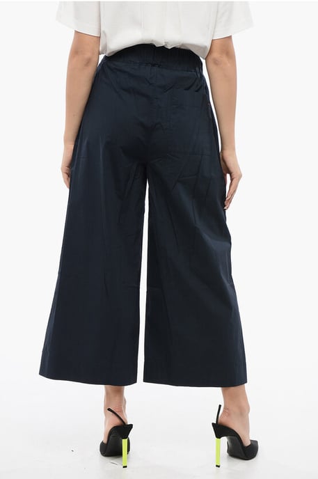 Popeline Cotton Cropped Fit Pants in Blue - Image 2