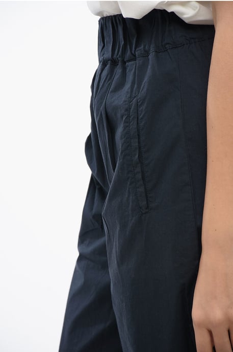 Popeline Cotton Cropped Fit Pants in Blue - Image 3
