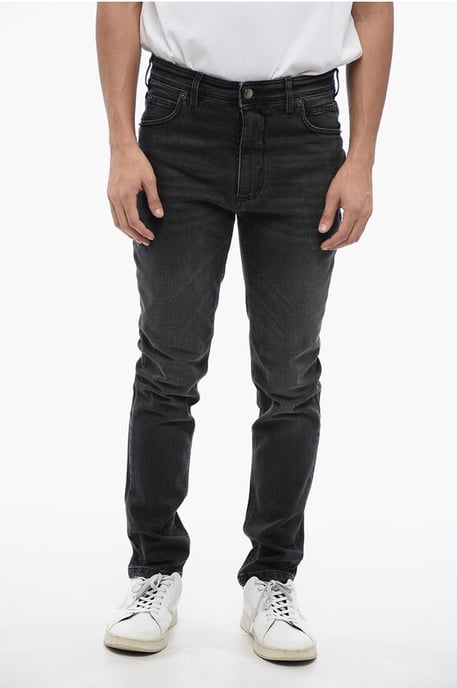 Skinny Fit NICK Stone Washed Jeans 14cm i svart - Image 1