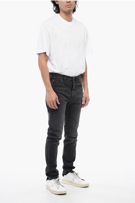Skinny Fit NICK Stone Washed Jeans 14cm i svart - Image 4
