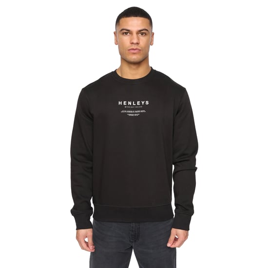 Henleys Mens Henstack Crew Neck Sweatshirt (Black) - Image 1